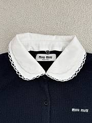 MIUMIU | Cashmere Cardigan With Embroidered Poplin Collar Black - 4