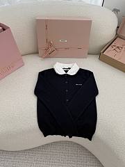 MIUMIU | Cashmere Cardigan With Embroidered Poplin Collar Black - 3