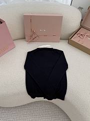 MIUMIU | Cashmere Cardigan With Embroidered Poplin Collar Black - 2