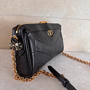 Valentino Small Chevron Patchwork Leather Shoulder Bag Black - 6