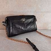 Valentino Small Chevron Patchwork Leather Shoulder Bag Black - 4