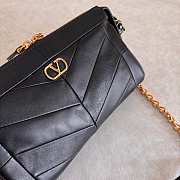 Valentino Small Chevron Patchwork Leather Shoulder Bag Black - 3