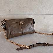 Valentino Small Chevron Patchwork Leather Shoulder Bag Brown - 1