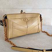 Valentino Small Chevron Patchwork Leather Shoulder Bag Beige - 3