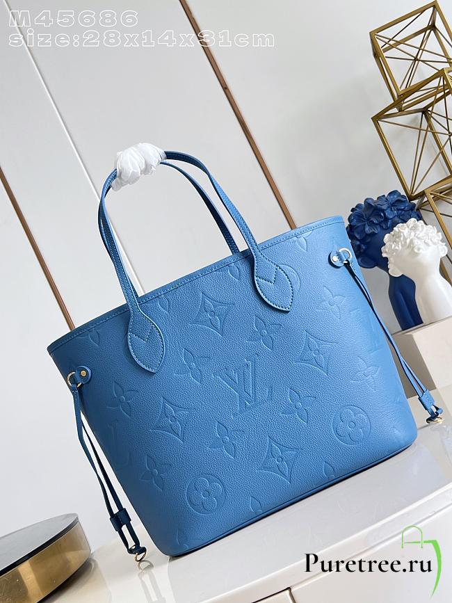 LOUIS VUITTON | Neverfull MM Monogram Empreinte Leather Blue Jean - 1