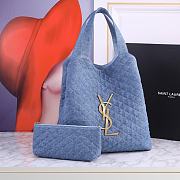 YSL | ICARE Maxi-Shopper aus gestepptem Lammleder Denim Blue - 1