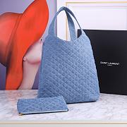 YSL | ICARE Maxi-Shopper aus gestepptem Lammleder Denim Blue - 5
