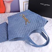 YSL | ICARE Maxi-Shopper aus gestepptem Lammleder Denim Blue - 2