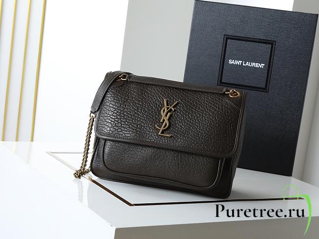 YSL | Niki Medium leather shoulder bag gold hardware khaki - 1