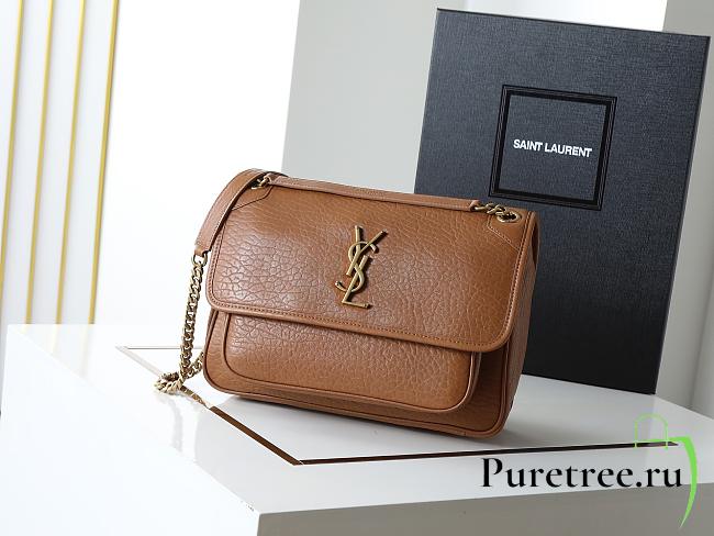YSL | Niki Medium leather shoulder bag gold hardware brown  - 1