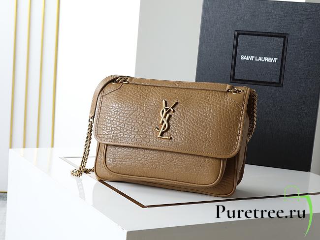 YSL | Niki Medium leather shoulder bag gold hardware tan brown - 1
