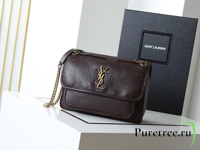 YSL | Niki Medium leather shoulder bag gold hardware deep brown - 1
