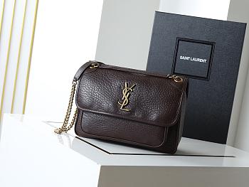 YSL | Niki Medium leather shoulder bag gold hardware deep brown