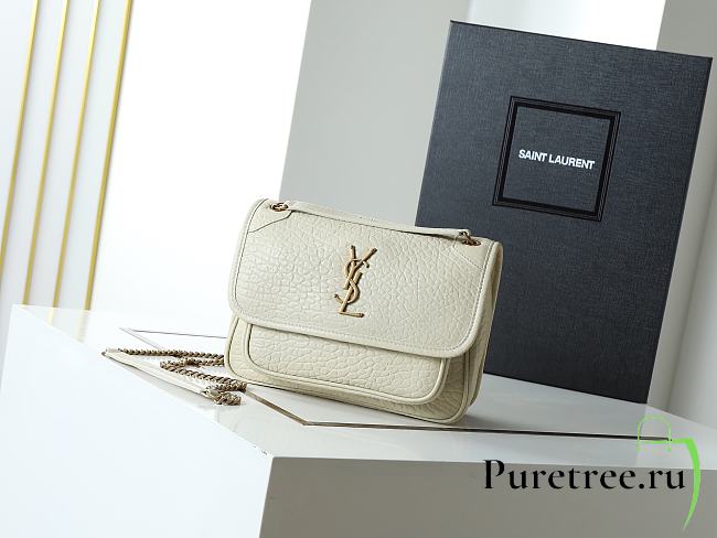 YSL | Niki baby leather shoulder bag gold hardware white - 1
