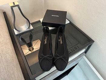 Chanel Black CC Cap Toe Jersey Flat Ballerina 01