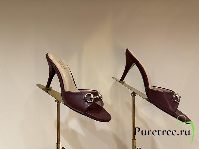 GUCCI | Metal Buckle Mid Heel Elegant Women Burgundy - 1
