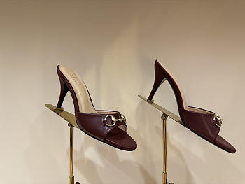 GUCCI | Metal Buckle Mid Heel Elegant Women Burgundy