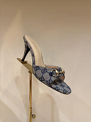 GUCCI | Metal Buckle Mid Heel Elegant Women Gray/Blue - 4