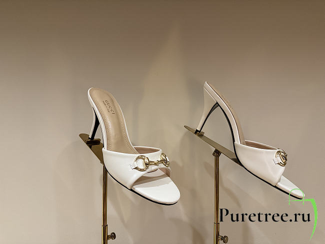 GUCCI | Metal Buckle Mid Heel Elegant Women White - 1