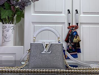 LOUIS VUITTON | Nano Capucines East-West Silver crystal