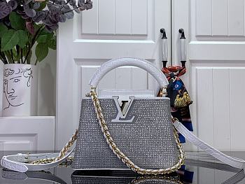 LOUIS VUITTON | Mini Capucines East-West Silver crystal