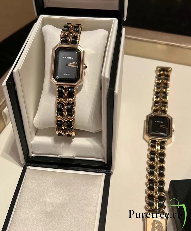 CHANEL | PREMIÈRE ICONIC CHAIN ​​WATCH BLACK/GOLD - 1