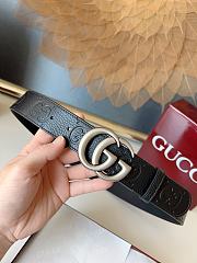 GUCCI | GG 3.7 Round Interlocking Double G Silver Buckle Belt Black  - 6