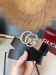 GUCCI | GG 3.7 Round Interlocking Double G Silver Buckle Belt Black  - 3