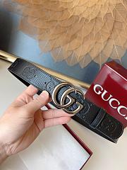 GUCCI | GG 3.7 Round Interlocking Double G Dark Silver Buckle Belt Black - 2