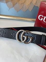 GUCCI | GG 3.7 Round Interlocking Double G Dark Silver Buckle Belt Black - 3