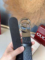 GUCCI | GG 3.7 Round Interlocking Double G Dark Silver Buckle Belt Black - 4