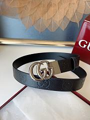 GUCCI | GG 3.7 Round Interlocking Double G Dark Silver Buckle Belt Black - 5