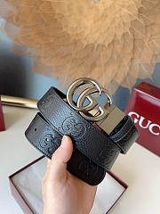 GUCCI | GG 3.7 Round Interlocking Double G Dark Silver Buckle Belt Black - 6