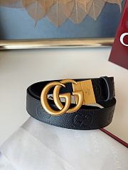 GUCCI | GG 3.7 Round Interlocking Double G Gold Buckle Belt Black - 1
