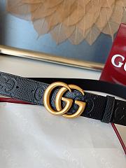 GUCCI | GG 3.7 Round Interlocking Double G Gold Buckle Belt Black - 2