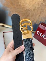 GUCCI | GG 3.7 Round Interlocking Double G Gold Buckle Belt Black - 4