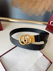 GUCCI | GG 3.7 Round Interlocking Double G Gold Buckle Belt Black - 6