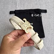 CELINE | 2.5cm Triumph TRIOMPHE Enamel Buckle Belt Off-white - 6