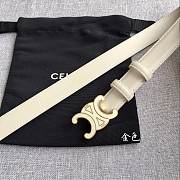CELINE | 2.5cm Triumph TRIOMPHE Enamel Buckle Belt Off-white - 5