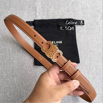 CELINE | 2.5cm Triumph TRIOMPHE Enamel Buckle Belt Golden brown