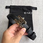 CELINE | 2.5cm Triumph TRIOMPHE Enamel Buckle Belt Black - 3