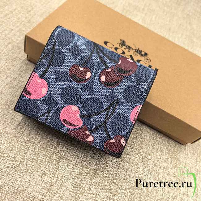 Coach Snap Wallet In Signature Canvas With Cherry 02 - 1