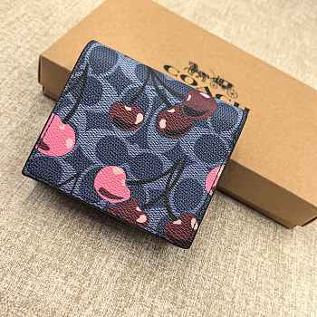 Coach Snap Wallet In Signature Canvas With Cherry 02