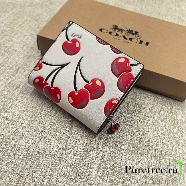 Coach Snap Wallet In Signature Canvas With Cherry 03 - 1