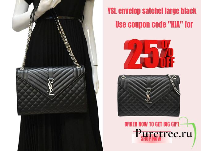 YSL envelop satchel large black | 5118 - 1