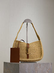 YSL | Saint Laurent Brown Le 5 à 7 Raffia Shoulder Bag - 1