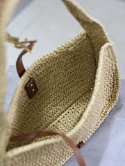 YSL | Saint Laurent Brown Le 5 à 7 Raffia Shoulder Bag - 5