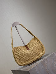 YSL | Saint Laurent Brown Le 5 à 7 Raffia Shoulder Bag - 3