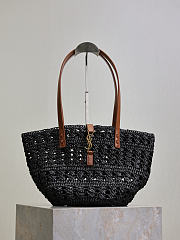 YSL | PANIER bag in raffia black size 42x20x22 cm - 1
