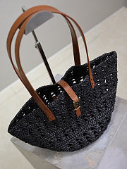 YSL | PANIER bag in raffia black size 42x20x22 cm - 6